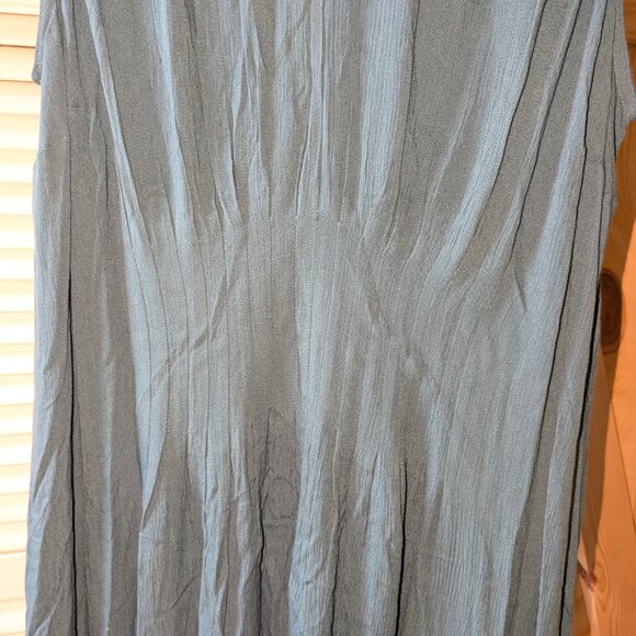 Soft Surroundings Katriane Gauze Maxi Dress Teal Large Crinkle Sleeveless Smock - Picture 4 of 11